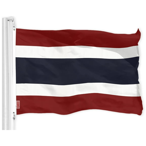 G128 – Thailand (Thai) Flag | 3x5 feet | Printed 150D – Indoor/Outdoor, Vibrant Colors, Brass Grommets, Quality Polyester, US USA Flag, Much Thicker More Durable Than 100D 75D Polyester