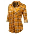 thumbnail image 2 of JJ Perfection Womens Long Sleeve Collared Button Down Plaid Flannel Blouse Shirt, 2 of 3