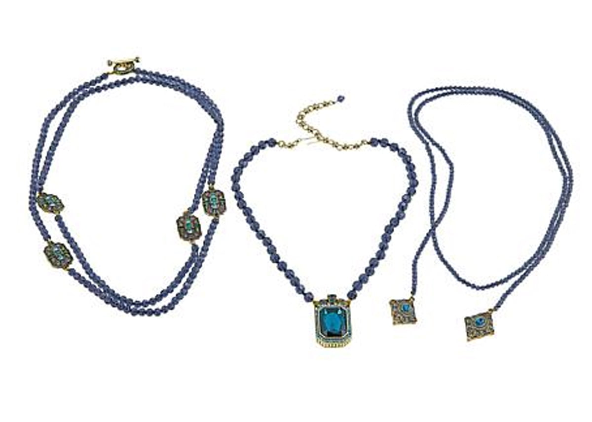 Heidi Daus DECO TRILOGY pc Beaded Necklace Set (Blue Indicolite