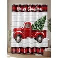 thumbnail image 4 of Red Truck Christmas Shower Curtain Set, Waterproof Shower Curtains for Bathroom, Red Black Plaid Xmas Tree Retro Washable Fabric Cloth Bath Curtain for Bathtub Decoration with Hooks 54x78 Inches, 4 of 6