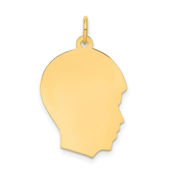 14k Plain Medium .035 Gauge Facing Right Engravable Head Charm in 14k Yellow Gold