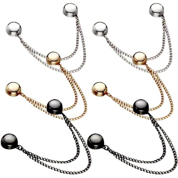 6PCS Multi-Function Magnetic Clothing Clips, Clothes Shortening Holding and Fixing for T-Shirt, Cardigans, Cuffs, Hijab Magnets Clips (Gold/Black/Silver)