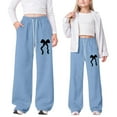 thumbnail image 5 of Girls Pants Drawstring Bow Sweatpants Elastic Waist Baggy Sweatpants Y2k Bow Pants Trousers Wide Leg Sweat Pants Casual, 5 of 5