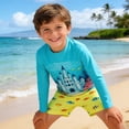 thumbnail image 2 of Boys Swimsuits Two Piece Toddler Rash Guard Swim Trunks & Long Sleeve Shirt Quick Dry Bathing Suits 7-8 Years, 2 of 4