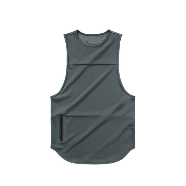 pstuiky Camiseta sin mangas para hombre, Blusa sin mangas con capucha y cuello redondo de color liso para hombre Chaleco de hombre xl