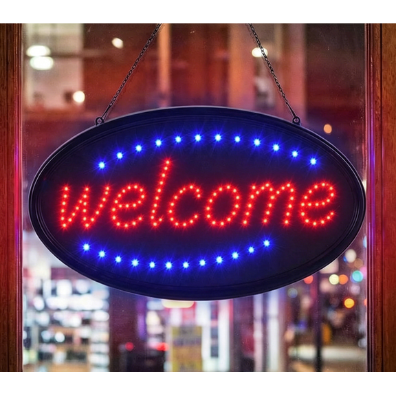 CATUOR Neon Sign ,LED Neon Welcome Sign,23.62" x15.35" Light Up Open Sign for Business, Wall/Window Display for Shop, Home Bar(welcome)