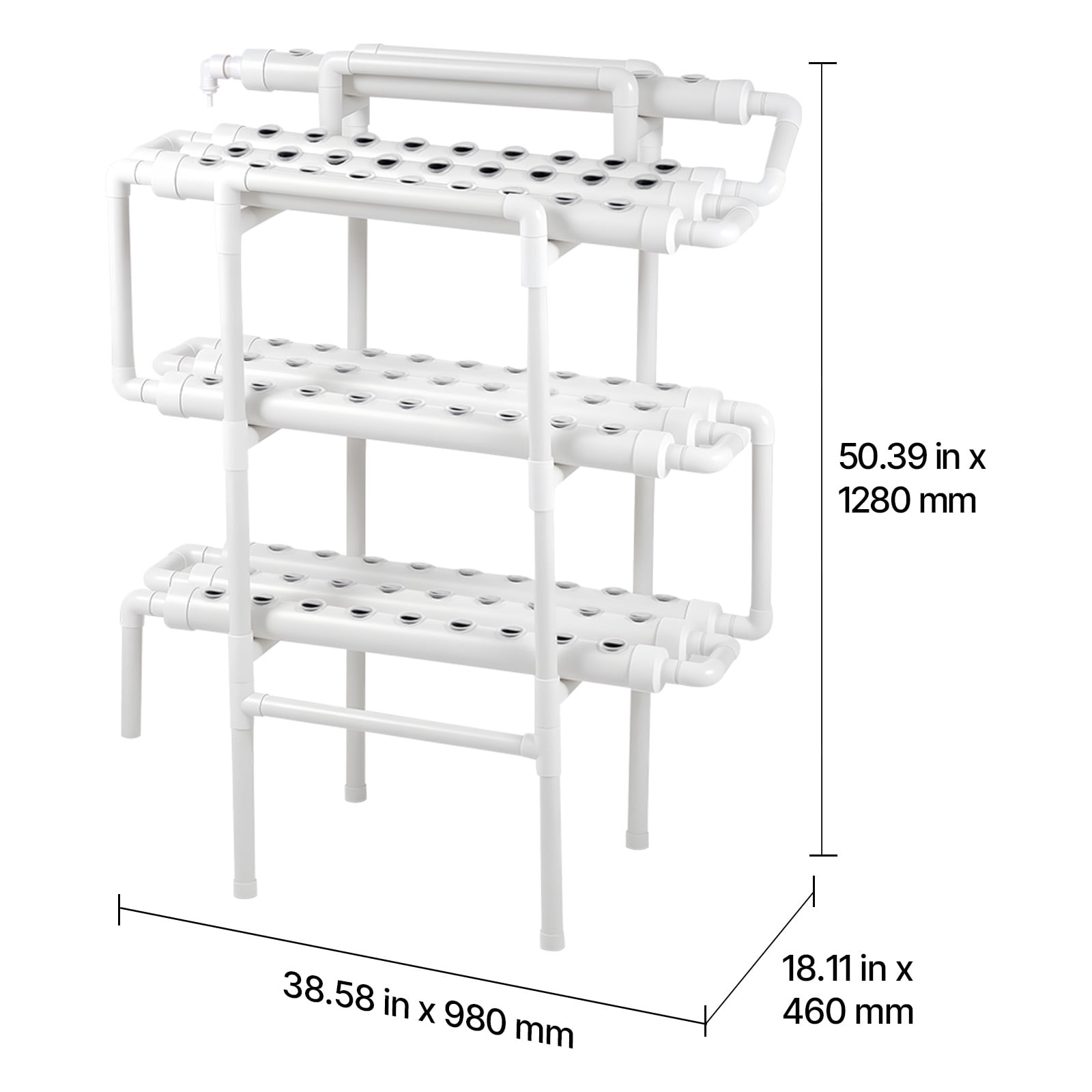VEVOR Hydroponics Growing System Kit, 3-Tier 90 Sites UPVC Pipe Hydroponic Grow Kit with Timed Irrigation, Sun & Light Blocking Pipes, Indoor Home Garden Vegetable Planting Grow Kits for Fruit Herb