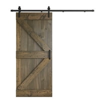 Coast Sequoia 38 in x 84 in K Style Finished DIY Knotty Wood Sliding Barn Door With Hardware Kit (Smoky Gray)