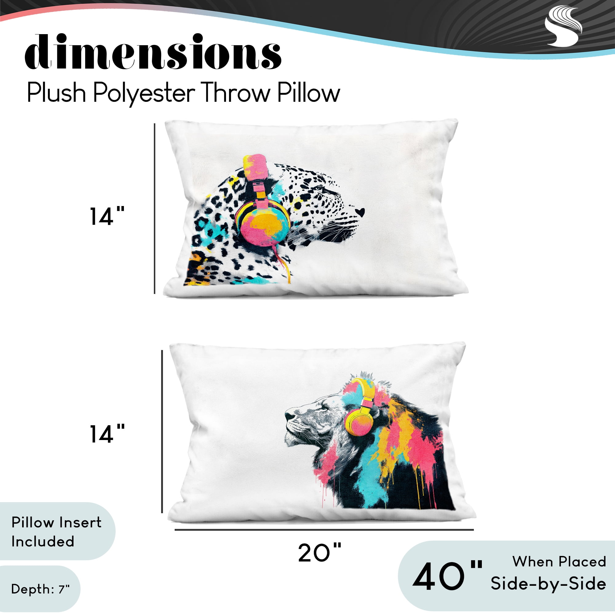 Stupell Industries Leopard and Lion On Air 2 Piece Decorative Printed Throw Pillow Set, design by Svetlana Aleynikova