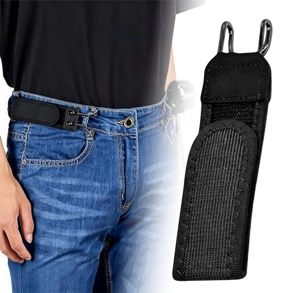 Beltless Belt,Tactical Metal Hook Elastic Belt,Adjustable Side Tactical Belt for Men and Women,Jeans Pants 1.5 Inches Wide and Easy To Use(Black)