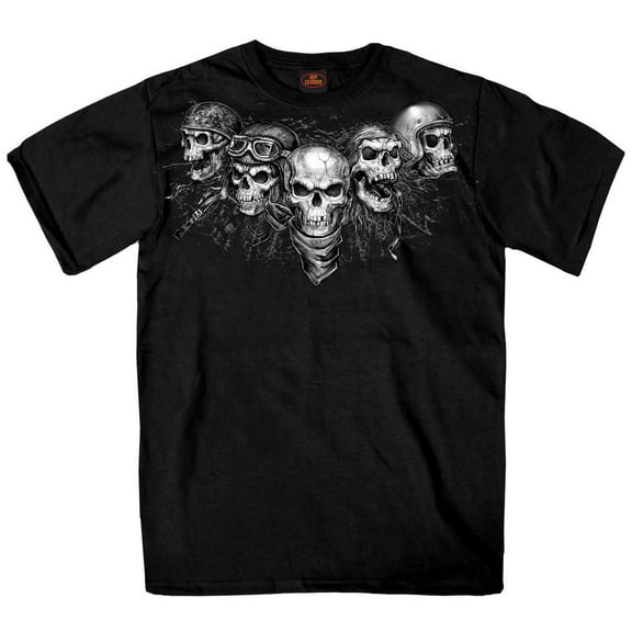 Hot Leathers GMS1423 Men’s ‘Five Skull‘ Short Sleeve Black T-Shirt 3X-Large