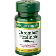 Nature's Bounty Mega Chromium Picolinate 800 mcg tablets 50 ea (Pack of 3)