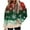 Green, variant on Women's Christmas Santa Print Fluffy Hoodie - Festive Plush Lined Pullover with Front Pockets, Cozy Holiday Loungewear Red
