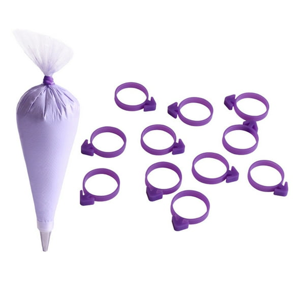 Mobutofu Icing Bag Sealing Ring Purple 3.2 x 2.5 x 0.5in for Bakers and Piping Bag 12Pcs