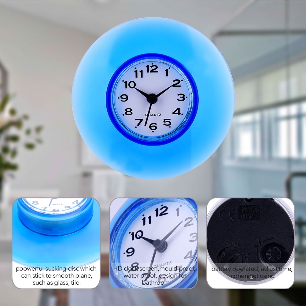 Mini Cute Bathroom Kitchen Mirror Suction Wall Clock Shower Waterproof ...