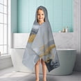 thumbnail image 6 of Gray Gold Marble Pattern Hooded Bath Towel，50"x30" for Ages 3 To 12 Kids, Quick Dry Lightweight Soft Microfiber Hood Beach Towel Cover Up for Kids, 6 of 7