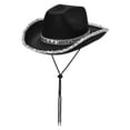 thumbnail image 2 of Womens Sequin Cowgirl Hat and Fringed Bandana Set Sparkle Cowboy Hat for Fancy Dress Hen Party Cowgirl Halloween Costumes Hats Carnival Music Festival Accessories, 2 of 8