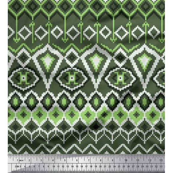 Soimoi Cotton Duck Fabric Aztec Geometric Print Fabric by The Yard 42 Inch Wide