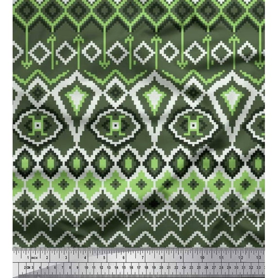 Soimoi Cotton Duck Fabric Aztec Geometric Print Fabric by The Yard 42 Inch Wide