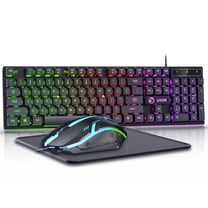 Wired Gaming Keyboard and Mouse Combo,RGB Backlit Mechanical Feel Gaming Keyboard Mouse Set with 104 Keys,USB Wired,RGB Lights for Windows PC Gamers Desktop Computer Laptop
