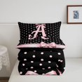 thumbnail image 5 of Manfei Letter A Print Full Size Comforter Sets,Pink Dreamy Bow Bedding Comforter Set,Black Reversible,3pcs,1 Comforter and 2 Pillowcases, 5 of 7