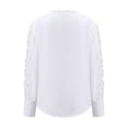 thumbnail image 4 of Pntutb Womens Plus Size Women Autumn T-Shirt Solid V-Neck Sexy Long Sleeve Lace Patchwork Pullover Blouse Tops White XL, 4 of 6