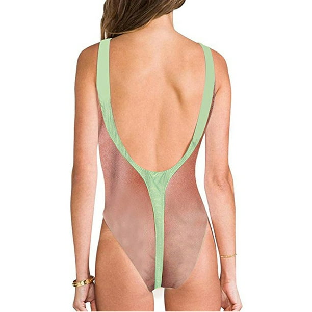 XZNGL Women Sexy High Cut One Piece Swimsuit Funny Bathing Suit Monokini  Swimwear S 