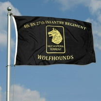 mokarier 4th BN 27th Infantry Regiment Flag Wolfhounds Flag Banner Outdoor Indoor Decoration Flag 3x5Feet Double Stitched Polyester with Brass Grommets