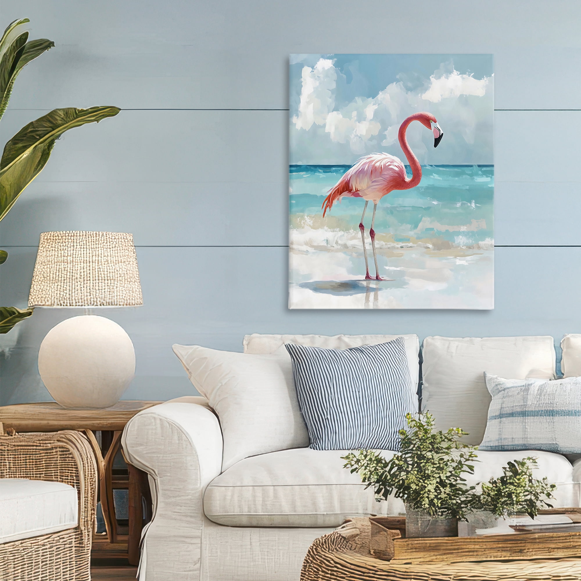 Stupell Industries Flamingo At Shore Canvas Wall Art, design by The Prints Vibe