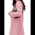 thumbnail image 3 of Abrigo de Guisante para Mujer, con Solapa y un Solo Botón, Cortavientos, Holgado, Informal, de Longitud Media, para Otoño e Invierno. Rosa XXL, 3 of 7