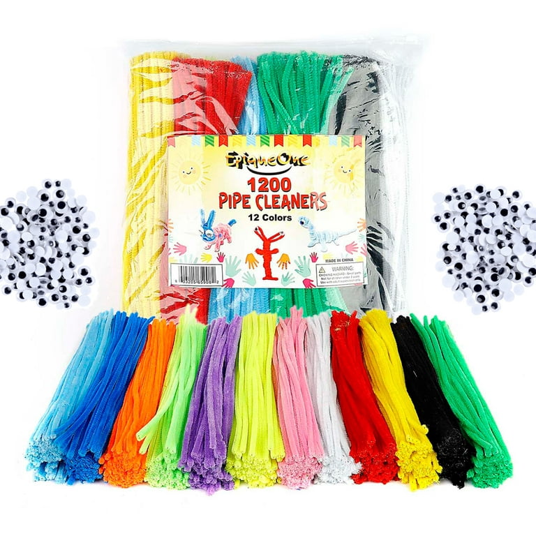 GOTOONE black pipe cleaners with wiggle eyes (300 pack) chenille stems for  diy art craft decorations