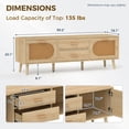 thumbnail image 2 of Demi Bonn Rattan TV Stand for 65" TVs, Entertainment Center with Drawers and Solid Wood Legs, Modern Media TV Console Table for Living Room Bedroom, Beige, 2 of 7