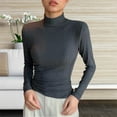 thumbnail image 5 of HUJlwoi Women's Thermal Tops Solid Color Long Sleeve Mock Turtle Neck Undershirt Casual Fall Winter Ribbed Blouse Basic Base Layer, 5 of 7