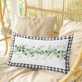 thumbnail image 4 of Green Eucalyptus Leaves Pillow Covers, Linen Long Throw Pillow Case, Modern Art Farmhouse Plaid Holiday Pillow Protector Decorative Cushion Cover for Living Room/Bedroom 24" x 36", 4 of 8