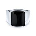 thumbnail image 2 of Bling Jewelry Mens Elegant Large Flat Black Onyx  Rectangle Signet Ring Sterling Silver, 2 of 4