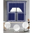 thumbnail image 3 of Navy Blue Geometric Kitchen Curtains Sets 36 Inch Length with Valance, White Greek Key Farmhouse Swag Valances and Tiers Curtain Set Drapes Swag Curtains for Living Room, Bathroom, Bedroom, Cafe, 3 of 6