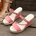 thumbnail image 4 of Hinvhai Sandales Espadrilles à Plateforme Compensée pour Femmes à Bout Ouvert, Sandales Compensées à Brides Croisées Sandales Espadrilles d'Été à Plateforme Rose 8.5(41), 4 of 9