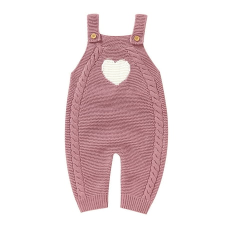

ASFGIMUJ Toddler Girls Sweater Baby Knit Romper Cotton Sleeveless Boy Clothes Heart Pattern Jumpsuit 1 Piece Outfits Tops 0 Months-3 Months