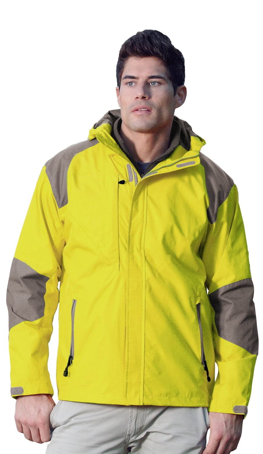 TriMountain Slalom 9200 Hooded Nylon Woven Jacket, XLarge, Lime/Gray
