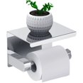 thumbnail image 1 of Portarrollos de papel higiénico, sin necesidad de taladrar, con estante, acero inoxidable SUS 304, autoadhesivo y para montaje en pared (plata) (1 paquete), 1 of 5