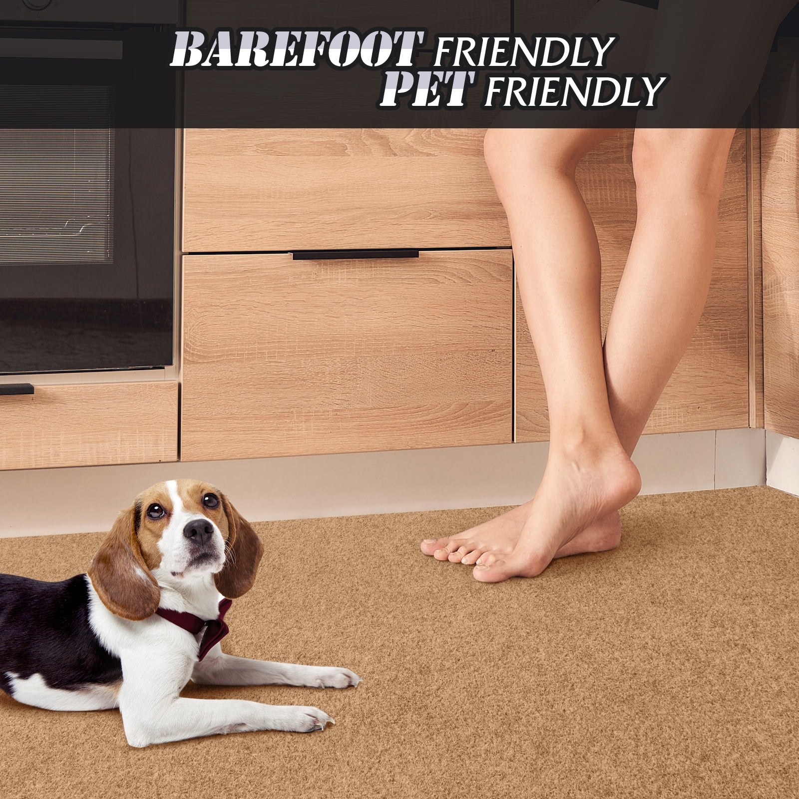 BESTVUE Runner Rug Outdoor Non Slips Carpet Runners Indoor Utility Area Rugs Mat for Kitchen Hallway Entryway Garage with Rubber Backing Light Brown 4ft x 6ft