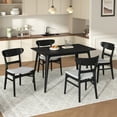 thumbnail image 2 of UHOMEPRO 5 Piece Dining Table Set, Modern Rubber Wood Kitchen Table with 4 Upholstered Chairs, Rectangle Dining Room Set for Bar Dining Room Breakfast Nook, Dining Set for 4, Black+Light Gray, 2 of 7