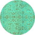 thumbnail image 1 of Ahgly Company Indoor Round Oriental Turquoise Blue Traditional Area Rugs, 8' Round, 1 of 4