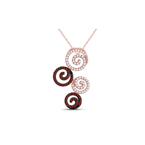 Diamond Princess 10kt Rose Gold Womens Round Red Color Enhanced Diamond Swirl Circle Pendant 5/8 Cttw