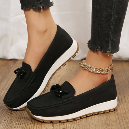 

Cathalem Casual Slip on Shoes for Women with Arch Support Leisure Women Artificial Leather Casual Closed Toe Shoes for Women Black 6.5