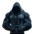 thumbnail image 2 of Joernso Men Muscle Hoodie 3D Pattern Fuzzy Pullover Muscular Long Sleeve Warm Hooded Sweatshirt for Casual Sports Streetwear Fashion, 2 of 8