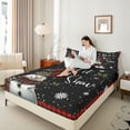 thumbnail image 4 of Homewish Kawaii Snowman 4 Pieces Queen Sheet Sets For Children Teens Adults,Happy Christmas Xmas Ultra Soft Flat Sheet,Red Sparrow Queen Fitted Sheet,Super Cozy Room Decor, 4 of 7