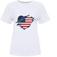 thumbnail image 4 of Scyoekwg Clearance Vintage Western Tees for Women Plus Size Stripe USA Flag America TShirt Women Fashion Loose Blouse (White,S), 4 of 4