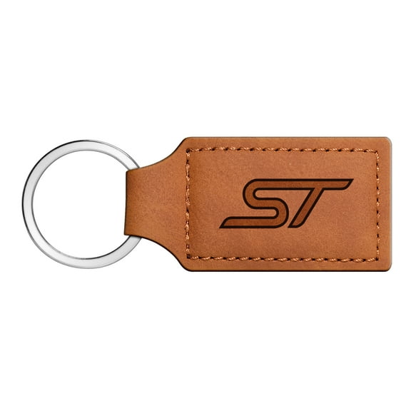Ford Focus ST Rectangular Brown Leather Key Chain