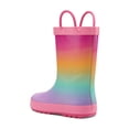 thumbnail image 4 of Kushyshoo Kids Rain Pink Rainbow Waterproof Printed Rubber Boots with Handles Size 7 Toddler Rain Boots, 4 of 5